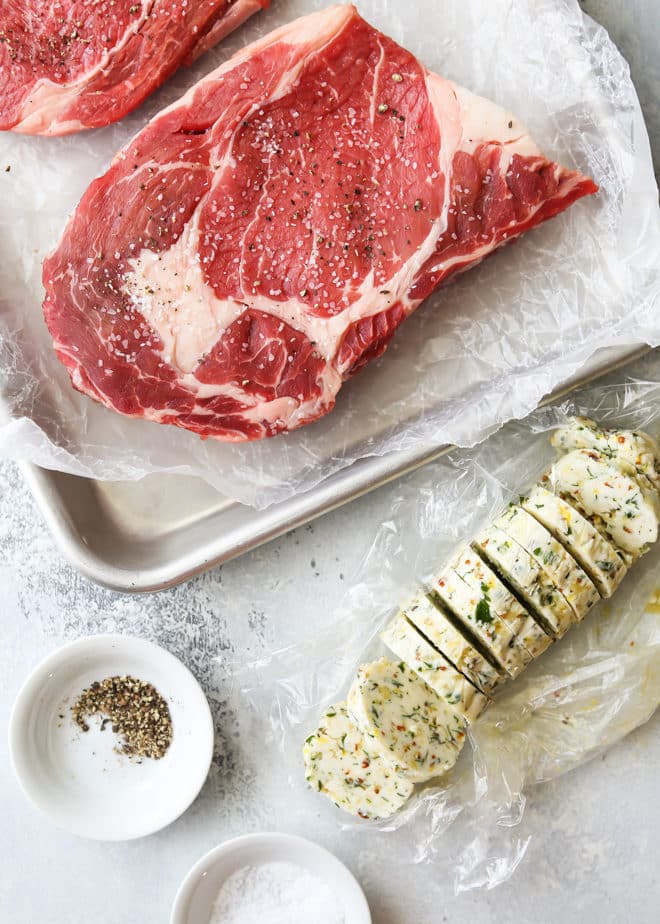 All you need for ribeye steaks with cowboy butter