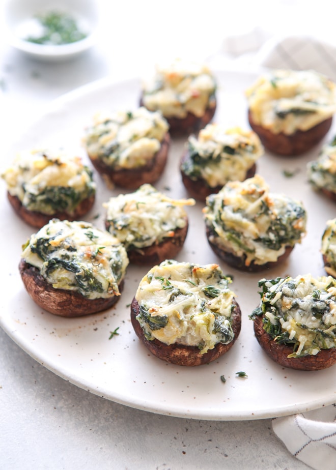 Spinach and artichoke stuffed mushrooms are a fabulous appetizers!