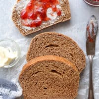 This simple and hearty loaf of bread is made with 100% whole wheat flour.
