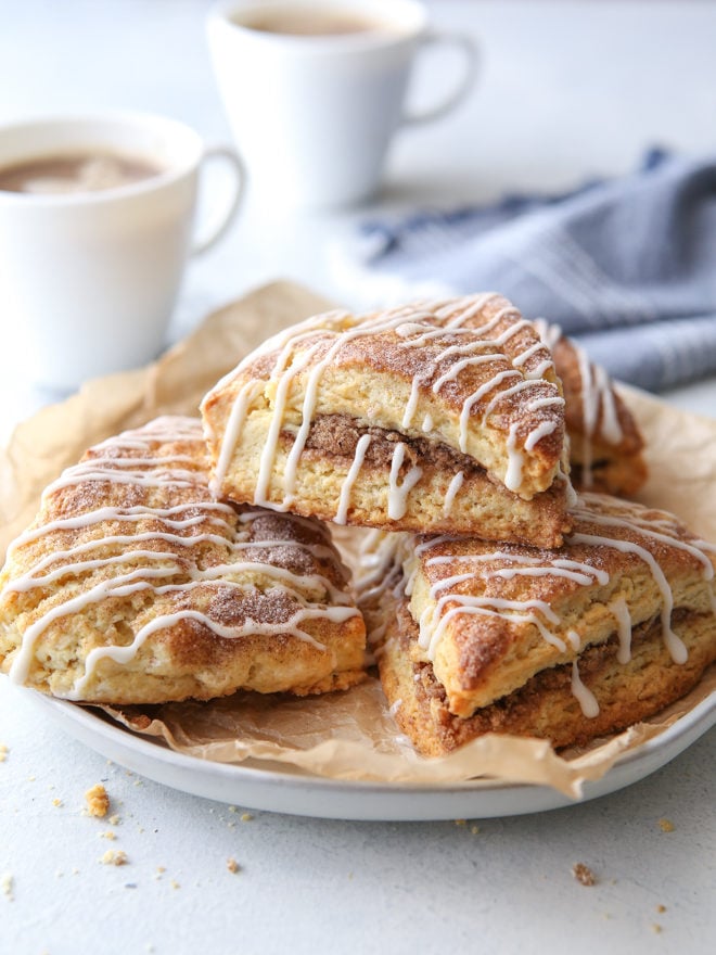 Cinnamon-sugar scones are light and tender and packed with so much cinnamon-sugar flavor!