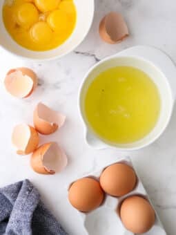 eggs separated into bowls