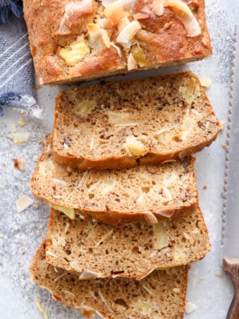 This pineapple coconut bread is So flavorful and a little bit better for you!