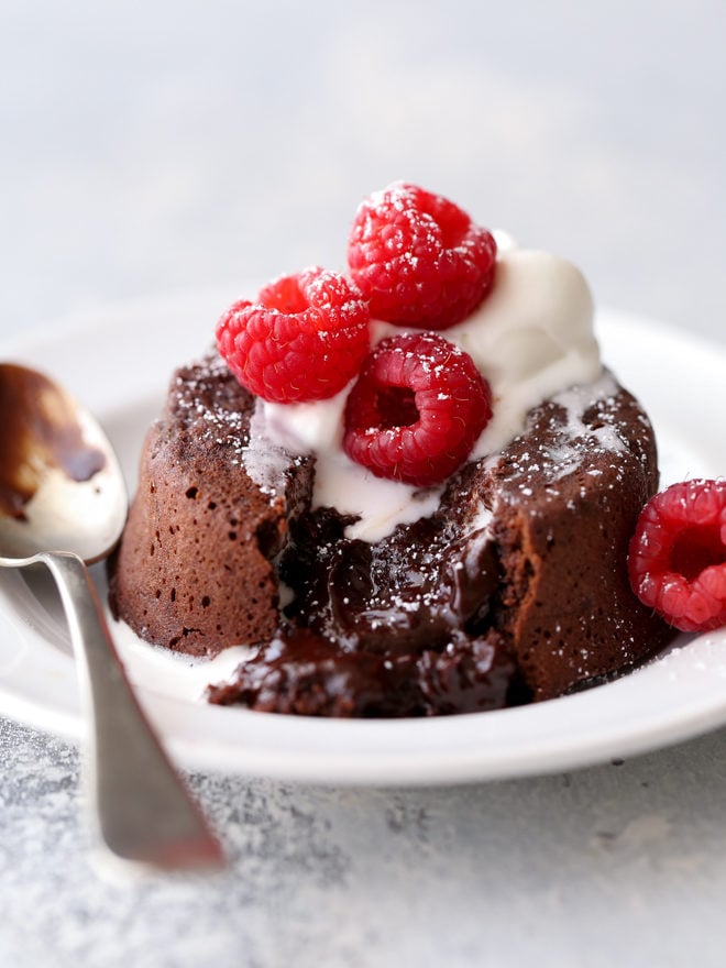 These individual chocolate cakes have a rich and gooey chocolate center!