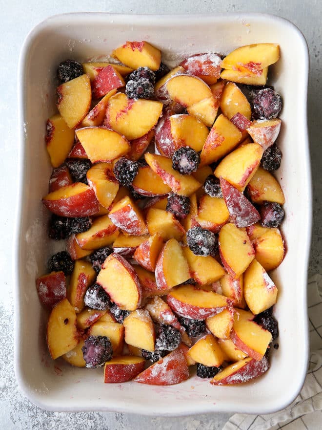 Peach and blackberries are such a delicious combination in this fruit crisp!