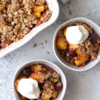 Brown butter is the secret ingredient in this flavorful summer peach and blackberry crisp!