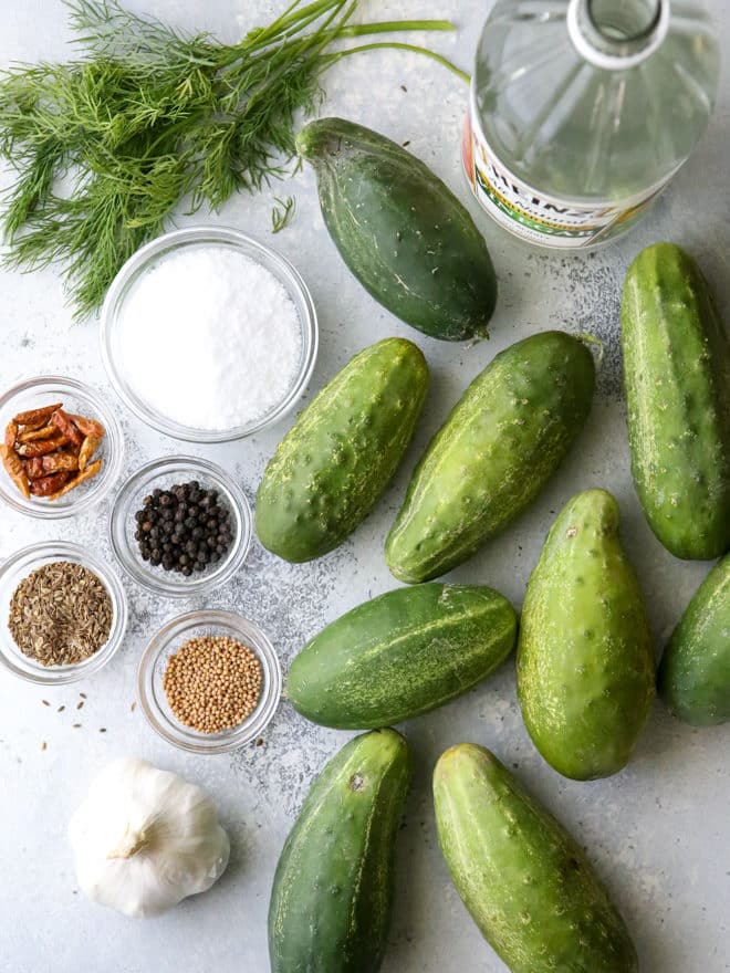 All the ingredients need to make quick pickles
