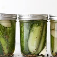 These quick refrigerator dill pickles are easy to make and require no special equipment! They're fresh and crunchy, with just the right flavor of garlic and dill.