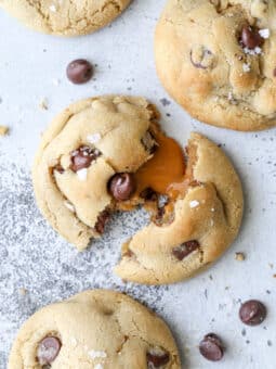 These soft and gooey caramel-stuffed chocolate chip cookies couldn't be any more irresistible!