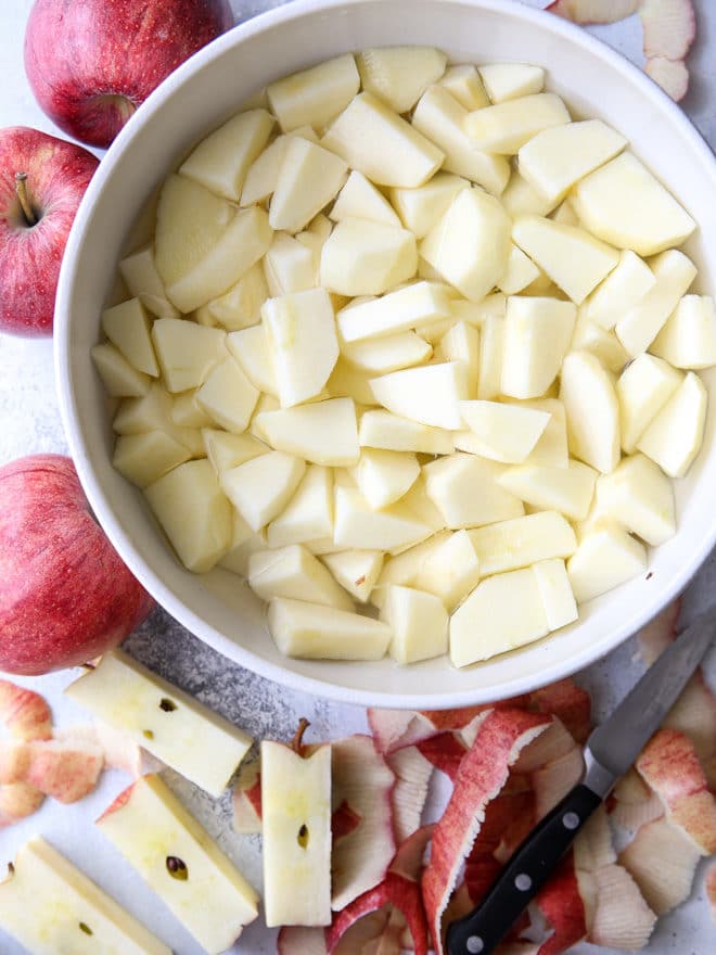 Keep chopped apples from browning by putting them in a lemon juice solution