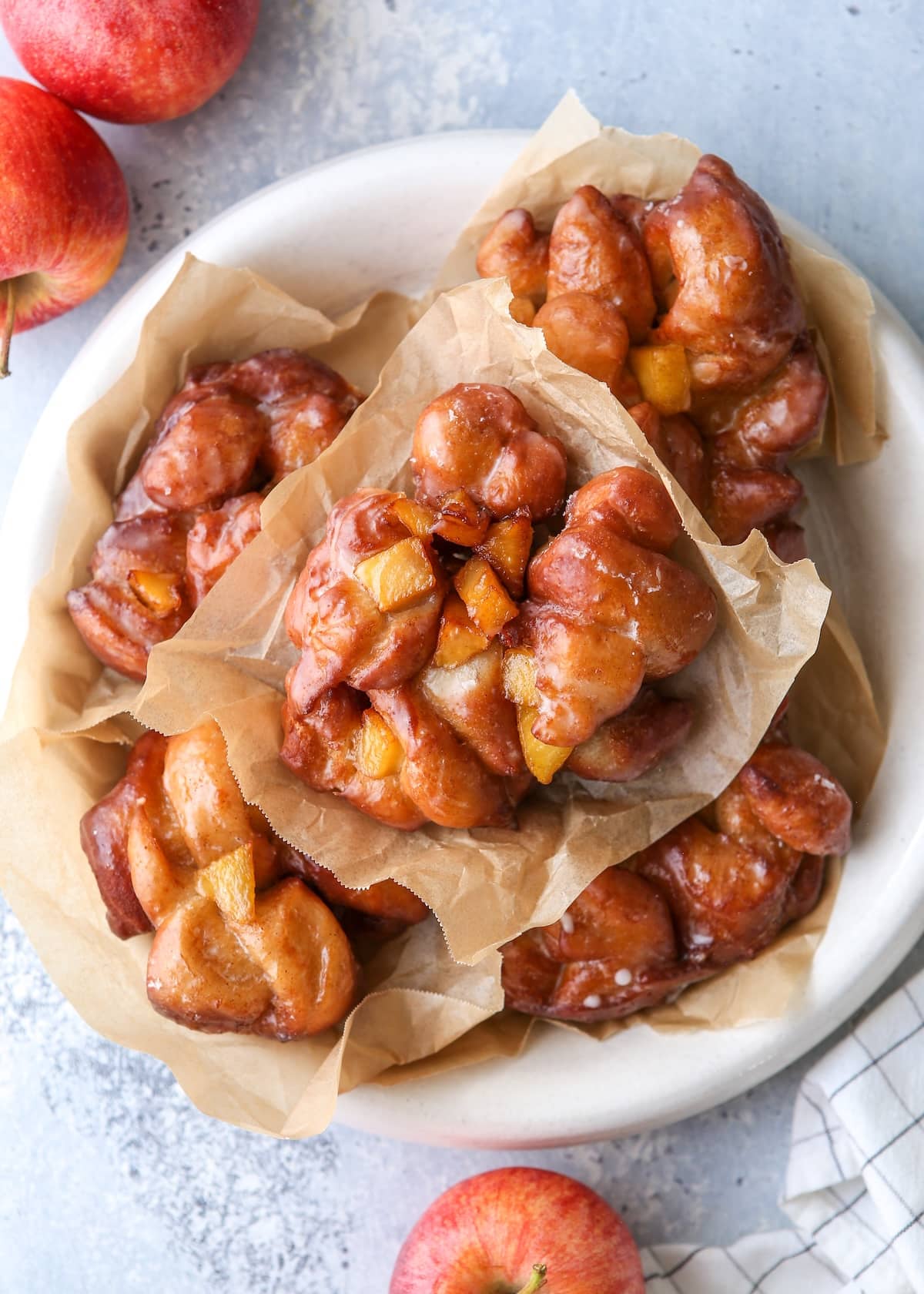 Homemade sourdough apple fritters made with yeast-risen dough folded together with juicy cinnamon apples are the ultimate fall treat!