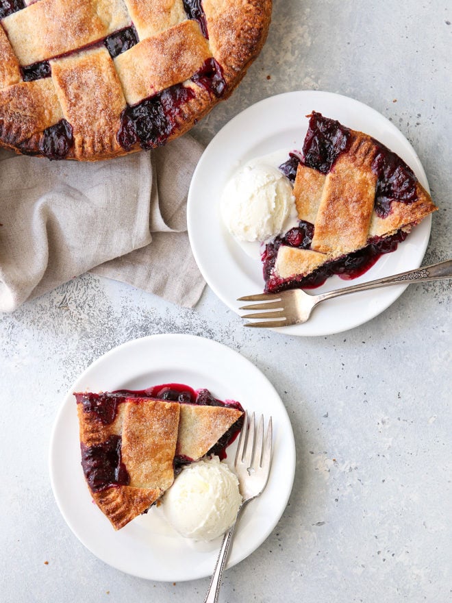 This cranberry blueberry pie is the perfect combination of sweet and tart, with plenty of cozy spices and a buttery flaky pie crust. It's perfect for the holidays!