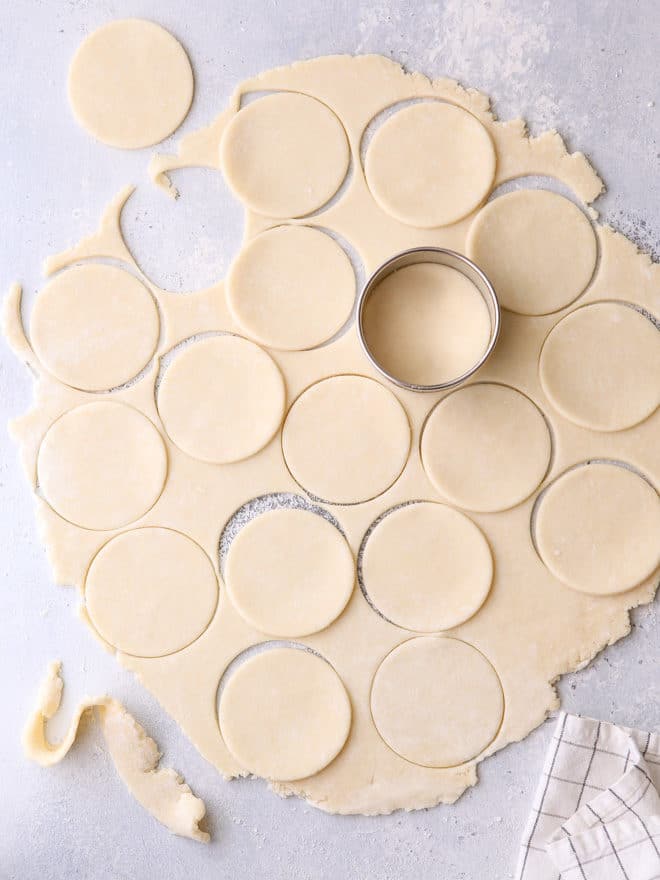 Roll out leftover pie dough and cut into shapes
