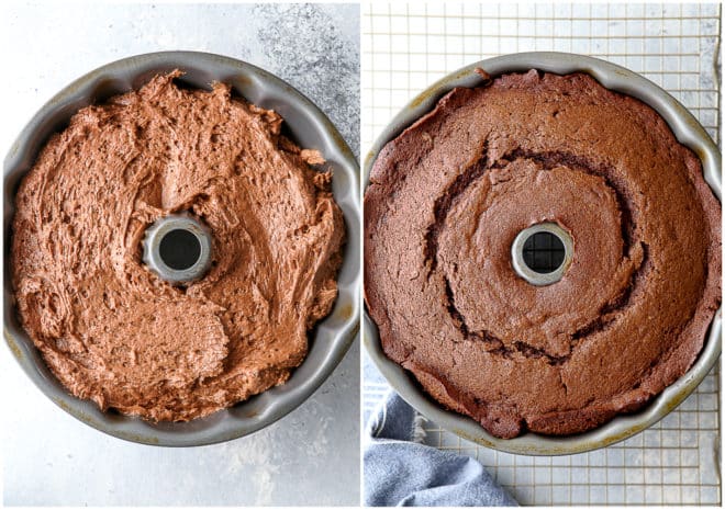 Bundt cake before and after