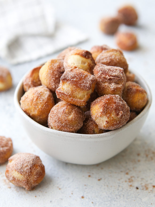 These cinnamon-sugar pretzel bites are soft, buttery and perfectly spiced. They're a delicious sweet treat!