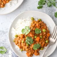 Serve this rich and flavorful coconut curry lentils dish with rice or flatbread for an easy and very satisfying meal.