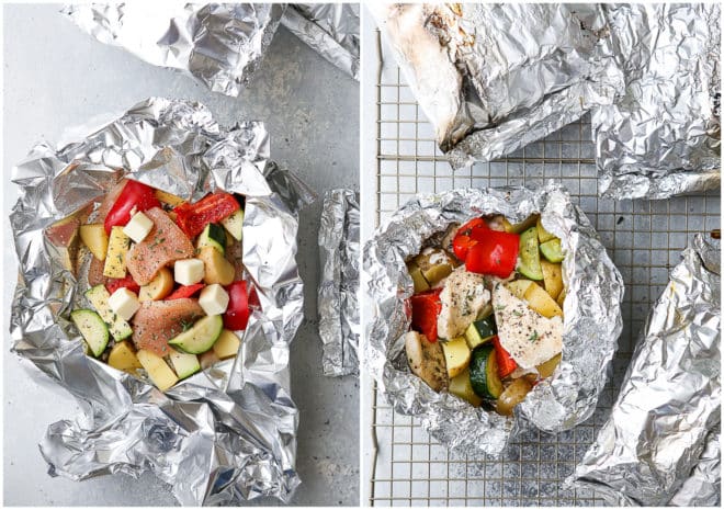 tin foil dinners before and after cooking