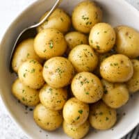 buttery boiled potatoes in a serving bow