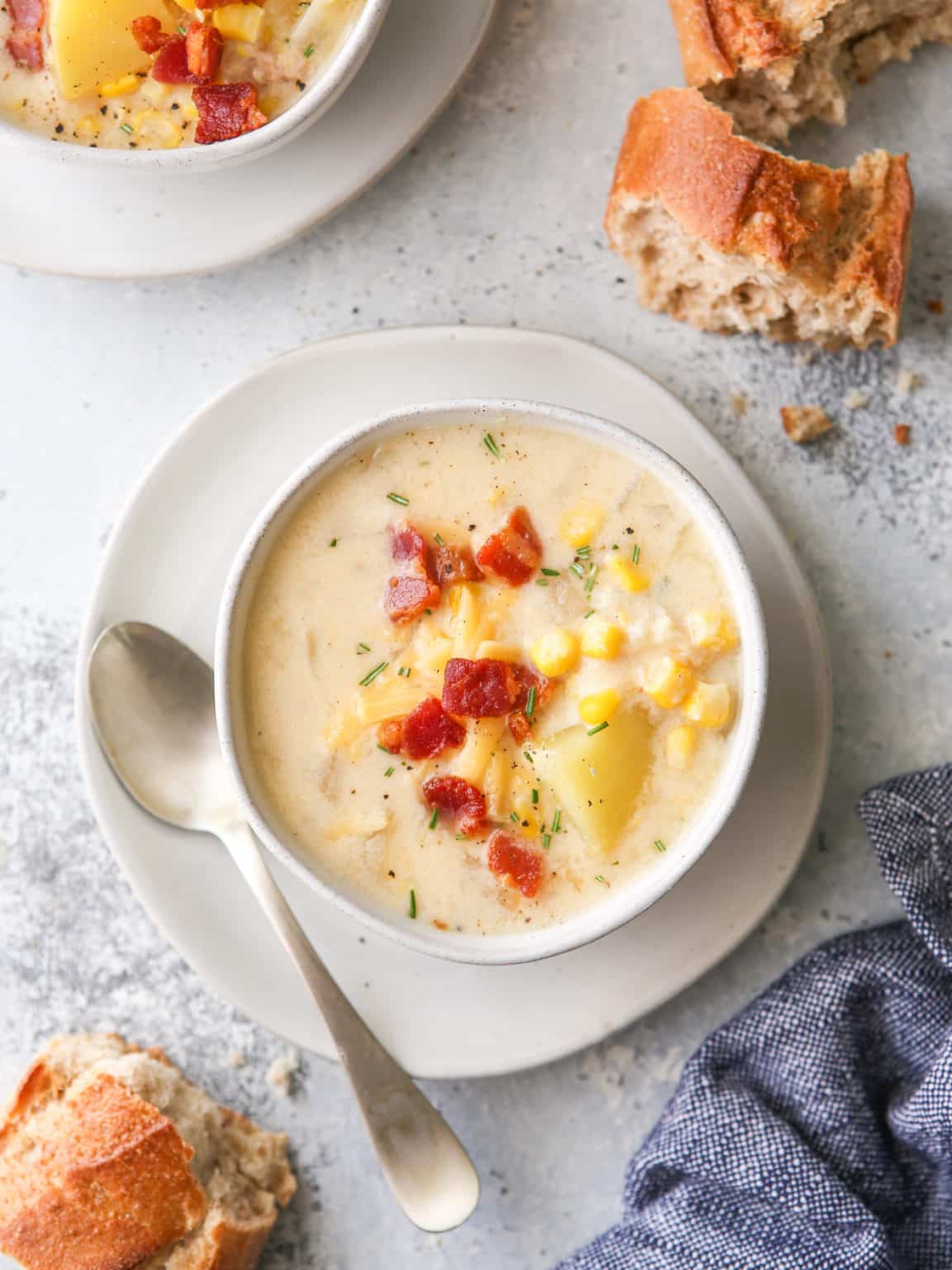 Cheesy Corn Chowder - Completely Delicious