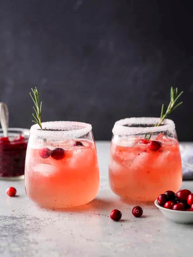 cranberry gin fizz cocktails ready for sipping