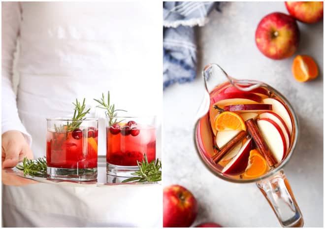 cranberry gin fizz and spiced apple cider sangria
