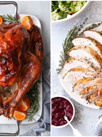 roasted turkey and sliced turkey breast