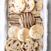 4 shortbread cookie variations on 1 tray