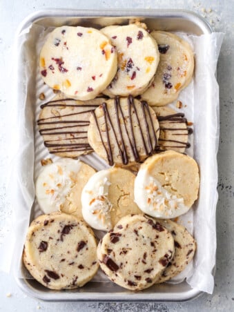 4 shortbread cookie variations on 1 tray