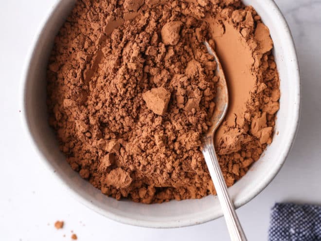 unsweetened cocoa powder in a bowl
