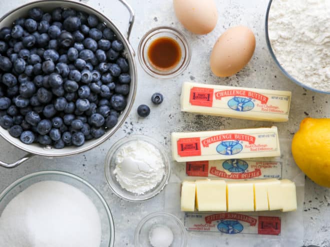 ingredients for blueberry pie bars