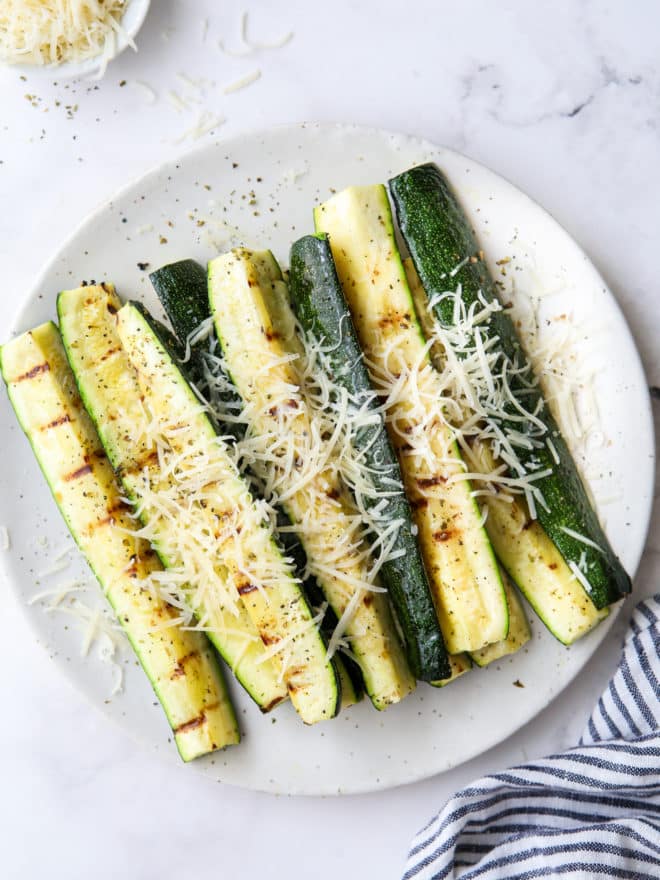 grilled parmesan zucchini on a plate