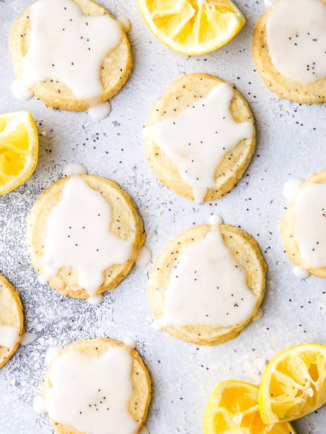 lemon poppy seed shortbread cookies
