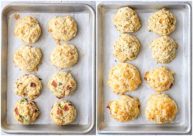 baked buttermilk drop biscuits on sheet pans