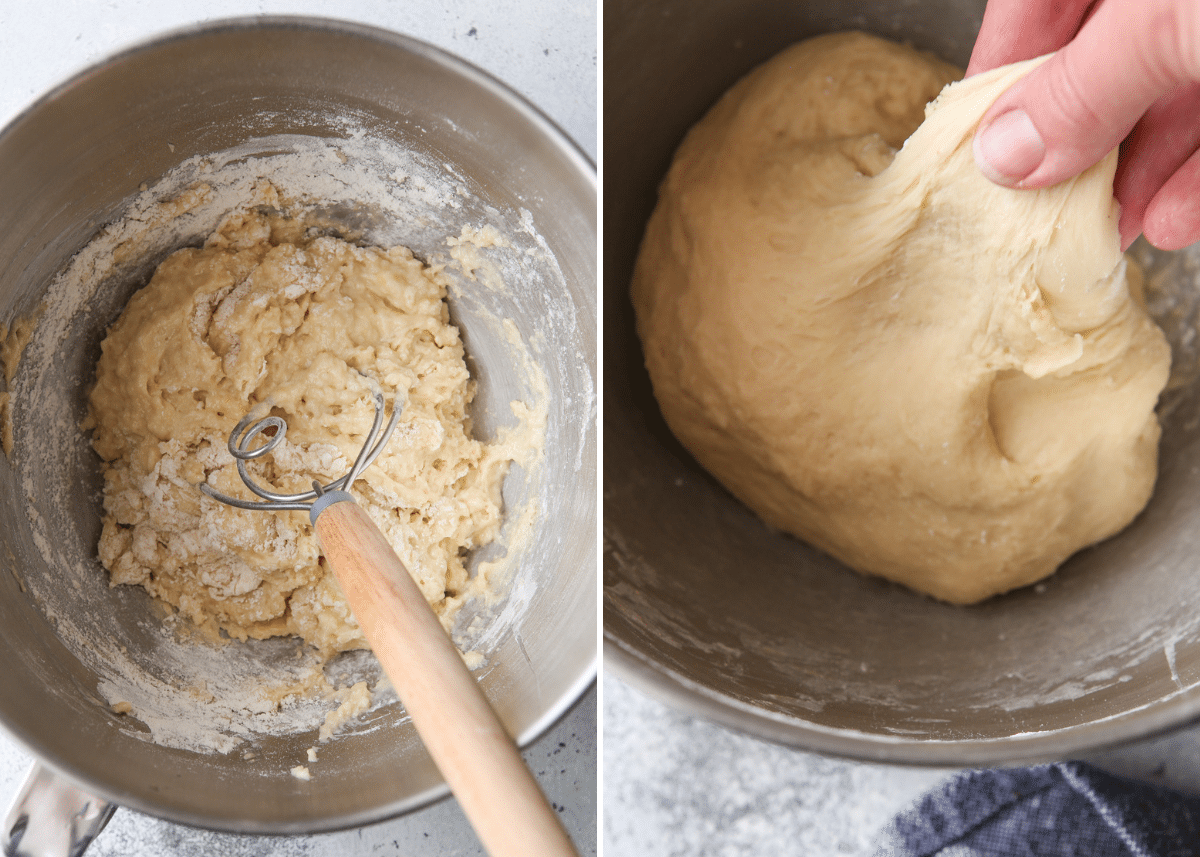 making and kneading yeast dough