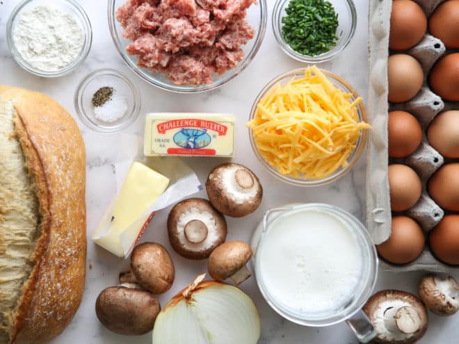 ingredients needed for sausage and mushroom breakfast casserole