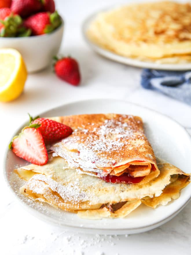 crepes filled with nutella and jam