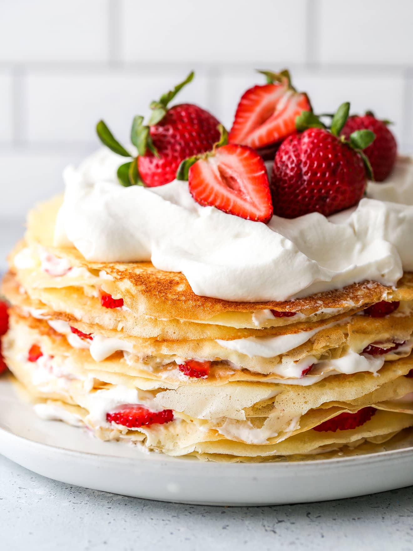 Strawberries and Cream Crepe Cake - Completely Delicious