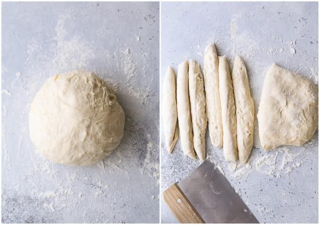 forming no-knead breadsticks