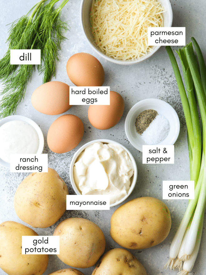 ingredients you'll need to the best potato salad