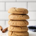 brown butter snickerdoodles in a stack