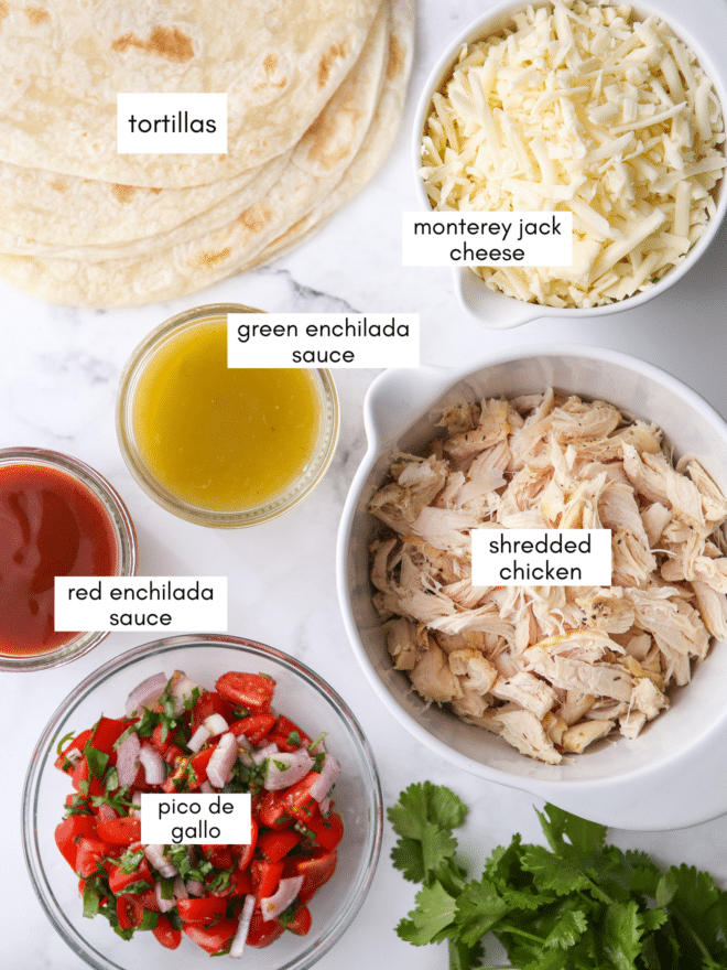 red and green chicken enchiladas ingredients
