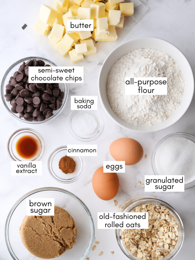 Chocolate Chip Oatmeal Cookie Ingredients