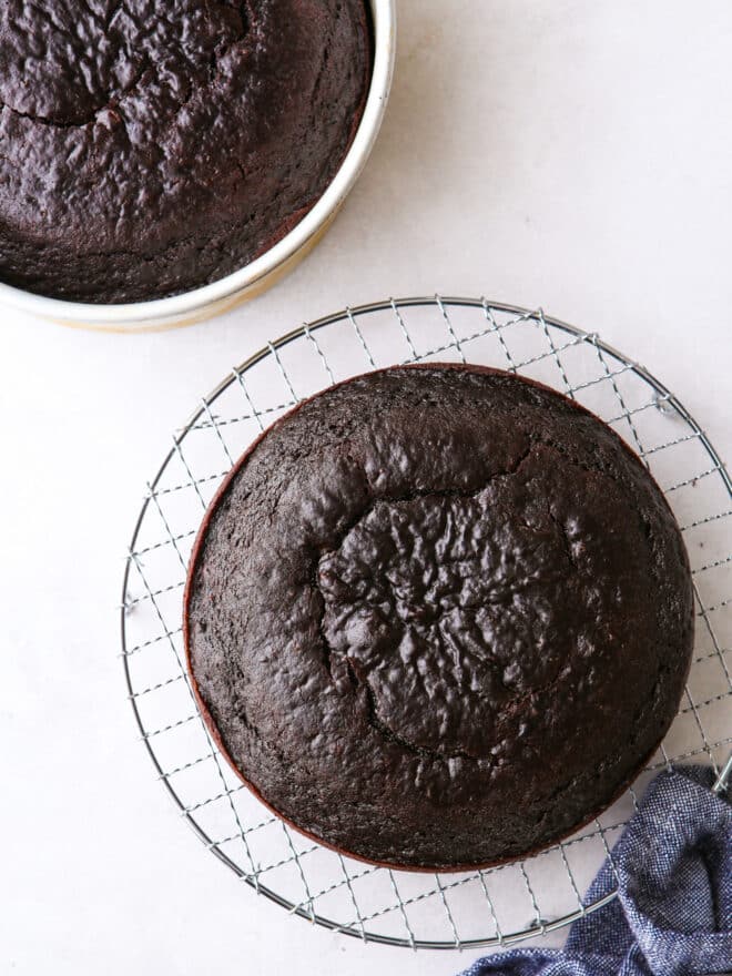 dark chocolate cake layers