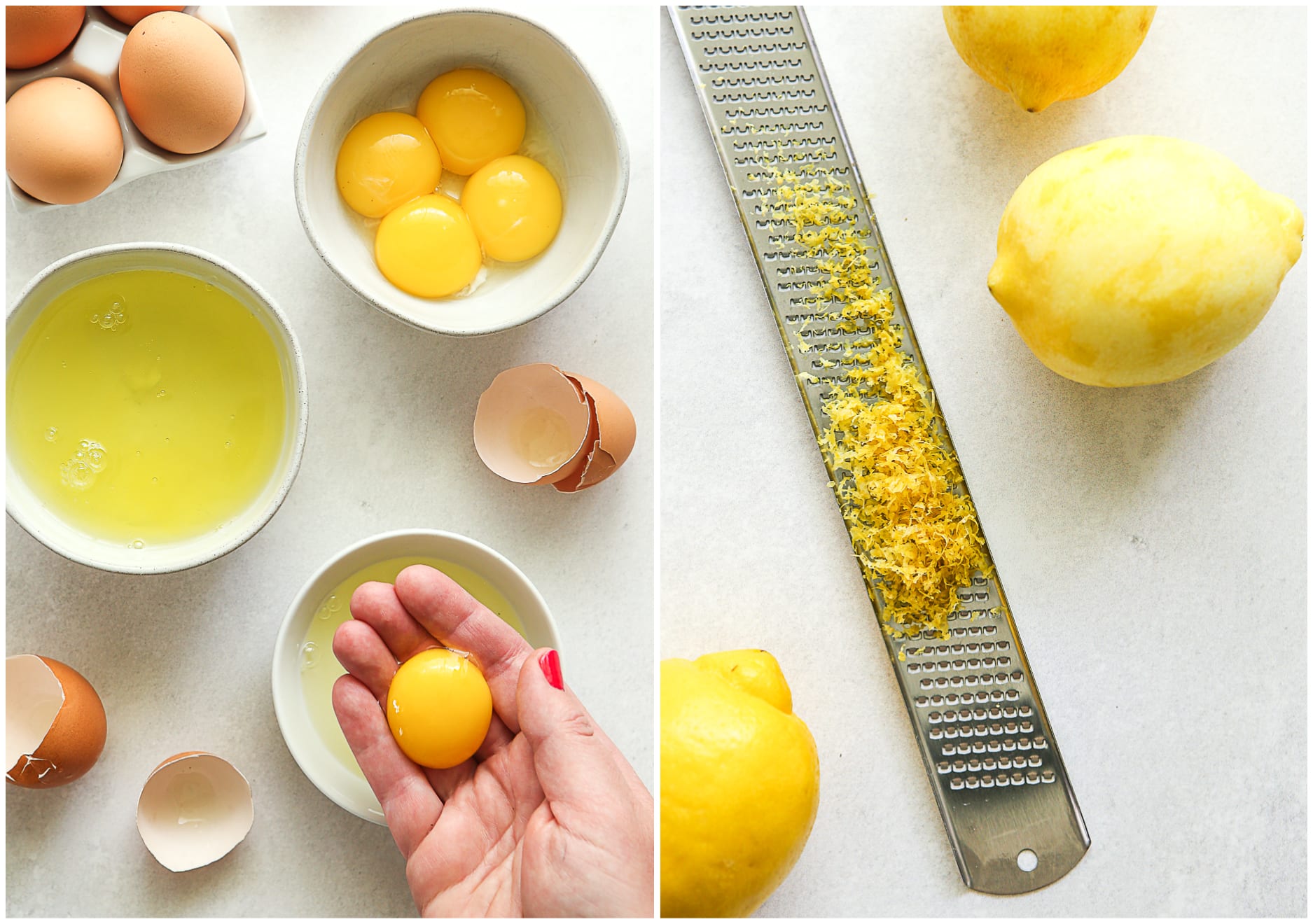 separating eggs and zesting lemons