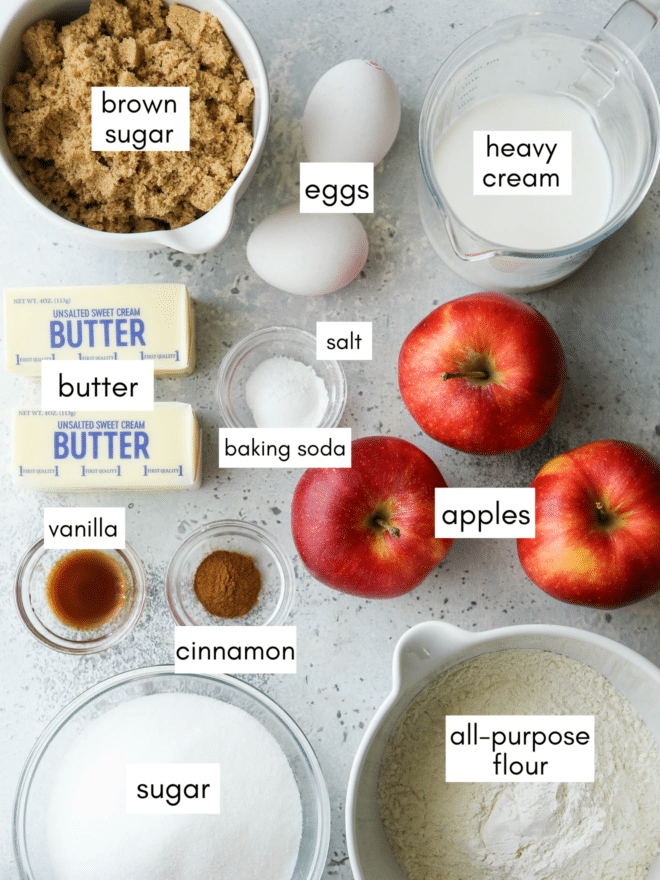 ingredients for caramel apple upside down cake