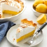 slice of lemon meringue pie on a plate