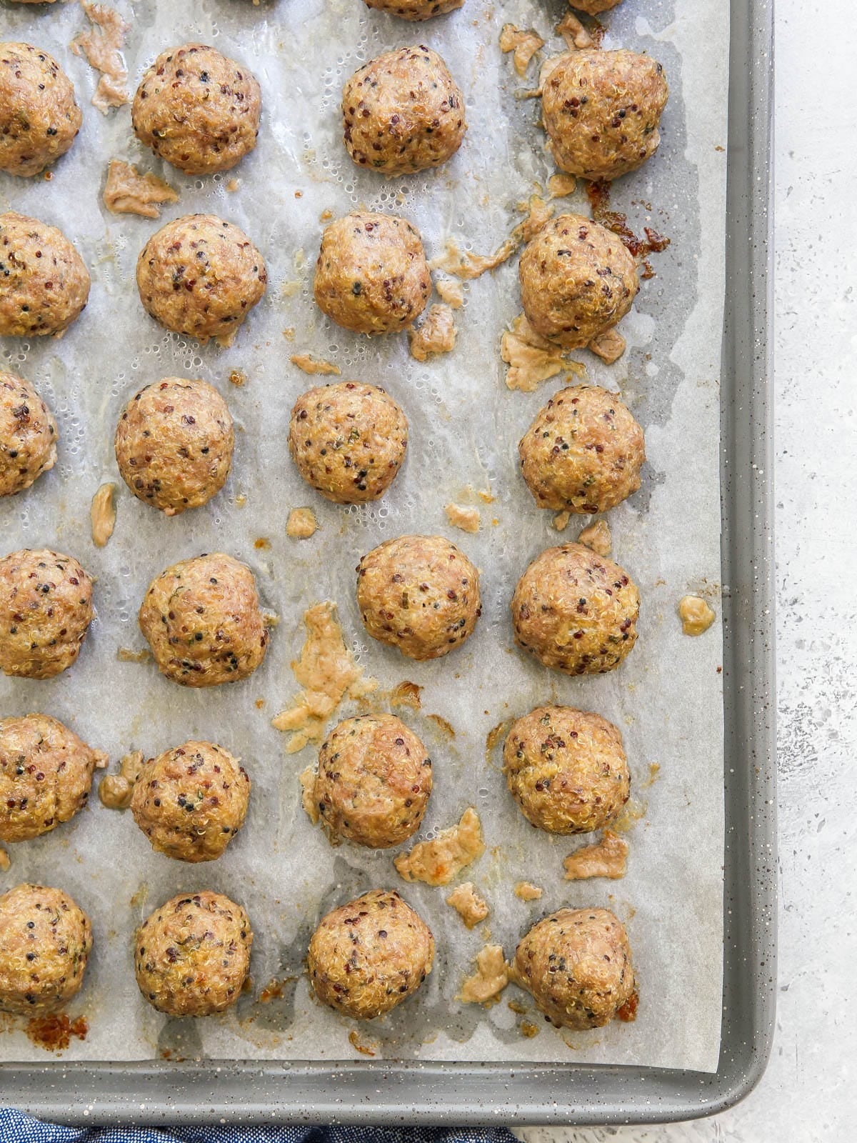 baked pork quinoa meatballs