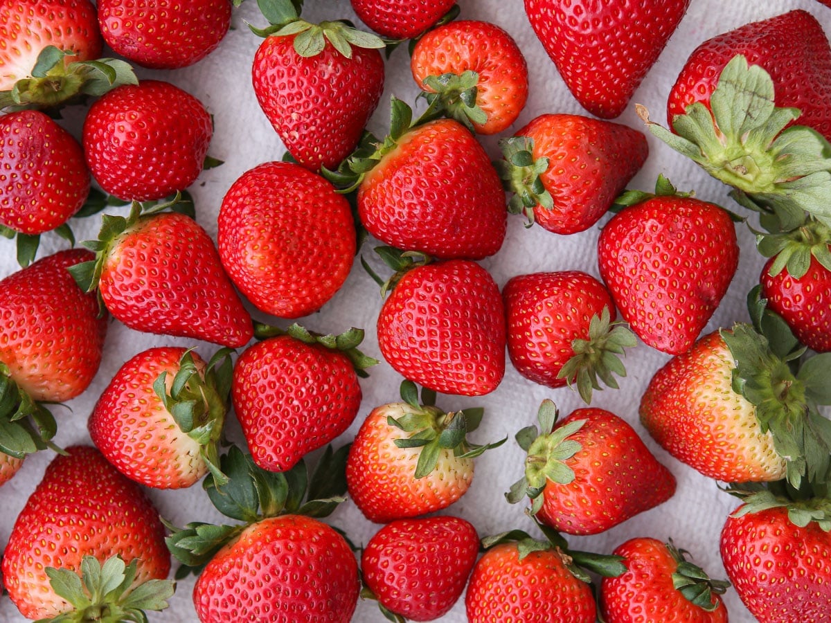 washed whole strawberries