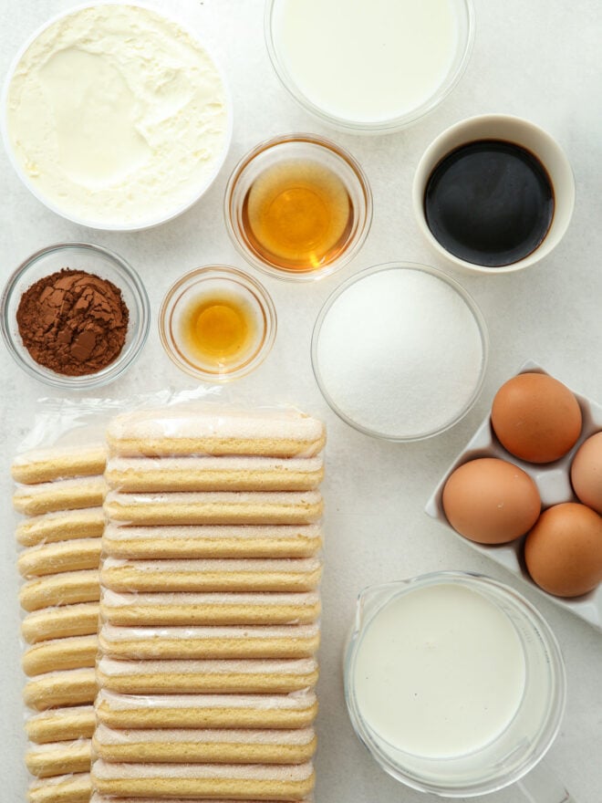 tiramisu ingredients measured out