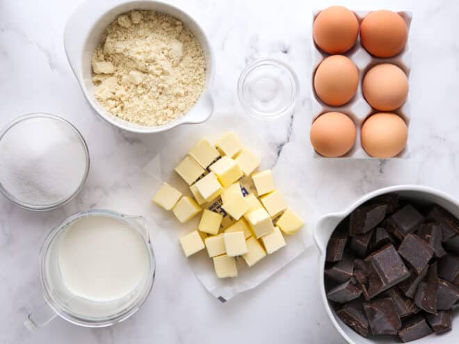 Ingredients for flourless chocolate cake