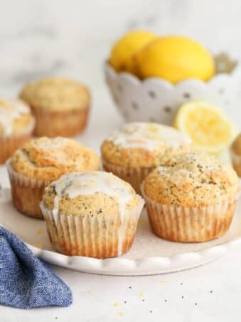 lemon poppy seed muffins on a plate